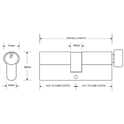 ASEC 5-Pin Euro Key & Turn Cylinder