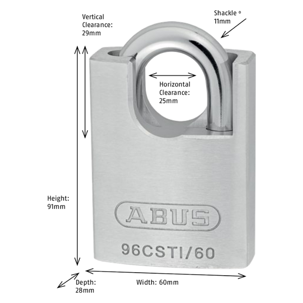 ABUS Titalium 96TICS Series Closed Shackle Padlock