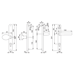 HOPPE UPVC Lever / Moveable Pad Door Furniture 76G/3633N/3623N/1710