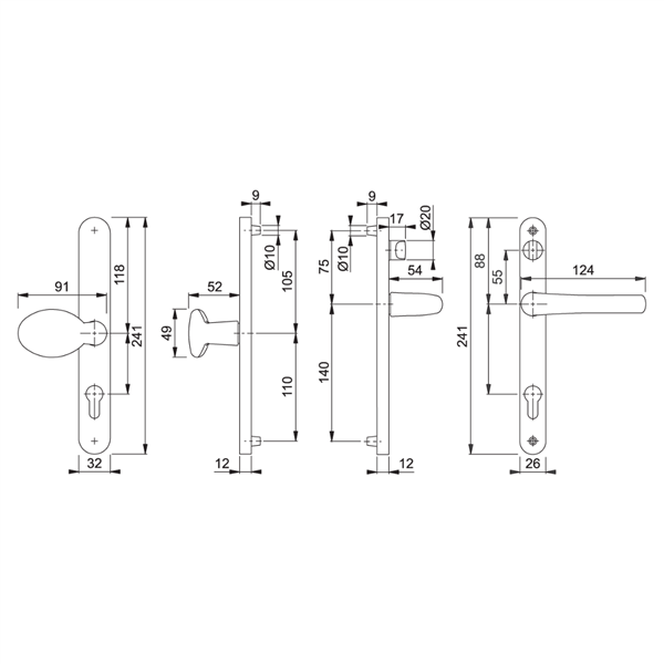 HOPPE UPVC Lever / Moveable Pad Door Furniture 76G/3633N/3623N/1710