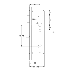 WINKHAUS STC-UG 24mm Radius Faceplate Single Spindle - 2 Hooks U-Rail