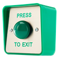 ICS Exit Button Green Dome Surface Fitting 1 Gang Low Duty