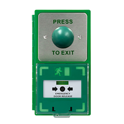 ICS Dual Unit MCP110 Call Point With Green Dome Exit Button