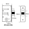 BORG LOCKS S505 Aluminium Latch 28mm Backset To Suit BL5000 Series