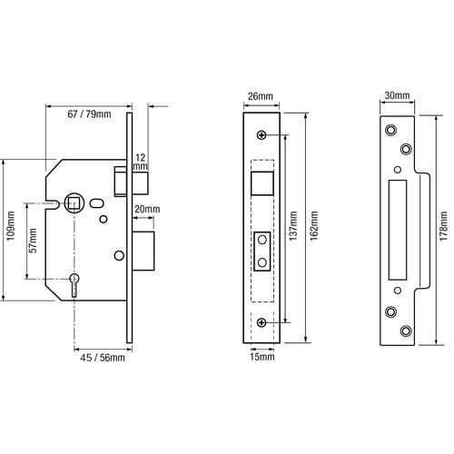 Union 2200 Strongbolt British Standard 5 Lever Mortice Sashlock