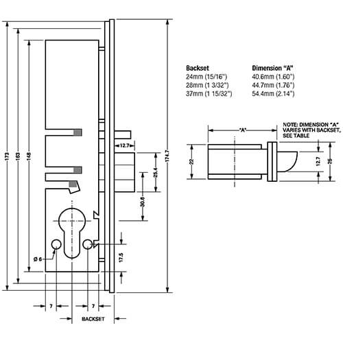 Alpro 5245 Euro Deadlatch Case for Metal Doors