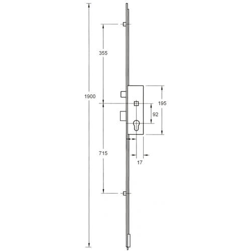 GU Europa Latch Deadbolt 2 Rollers Bottom Shootbolt Lift Lever Multipoint Door Lock