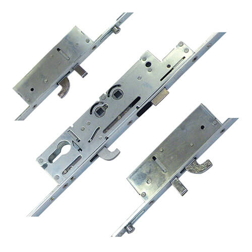 Fullex XL Latch 3 Hooks 2 Anti Lift Pins 2 Rollers Multipoint Door Lock - Option 1 (top hook to spindle = 518mm)