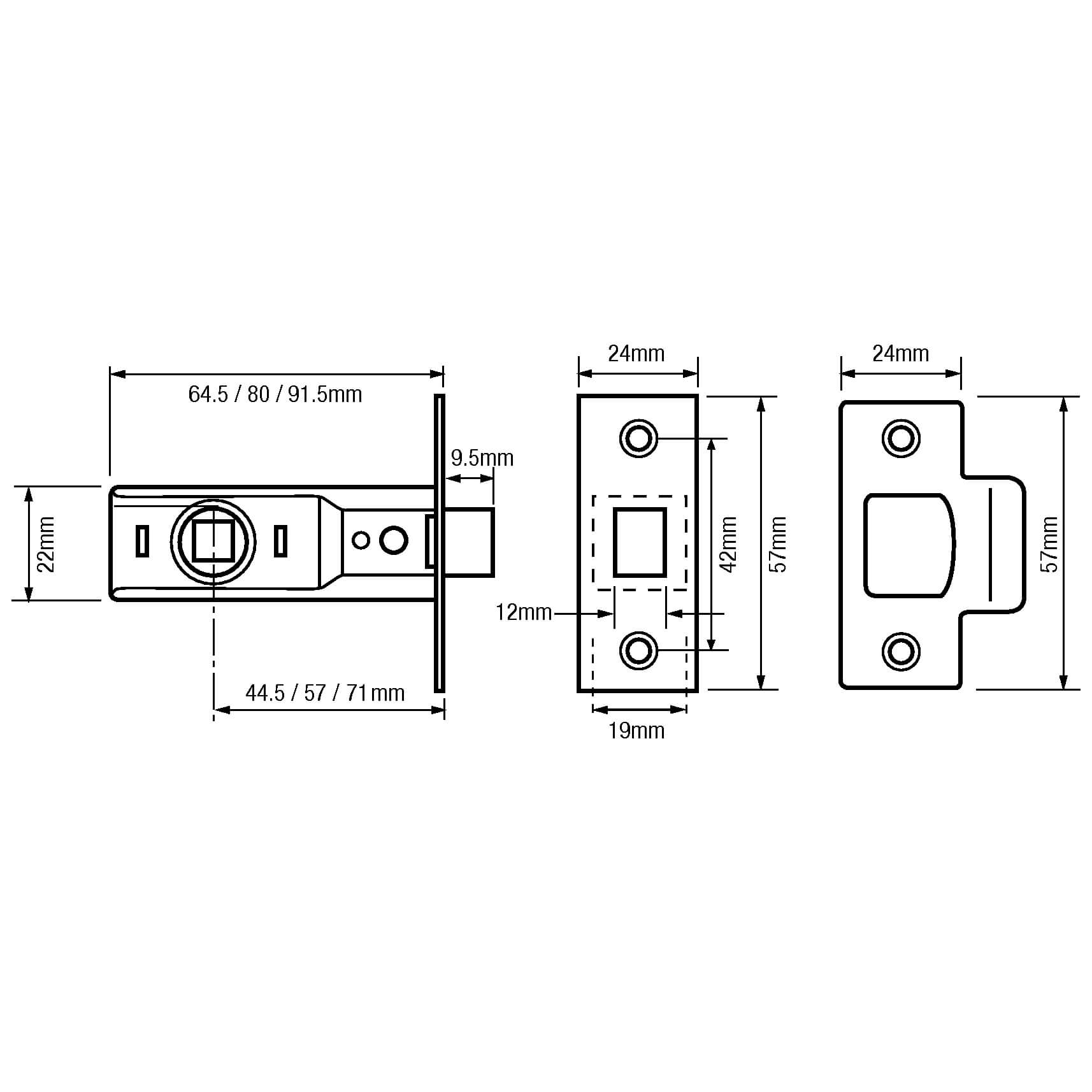 Union 2648 Mortice Tubular Latch