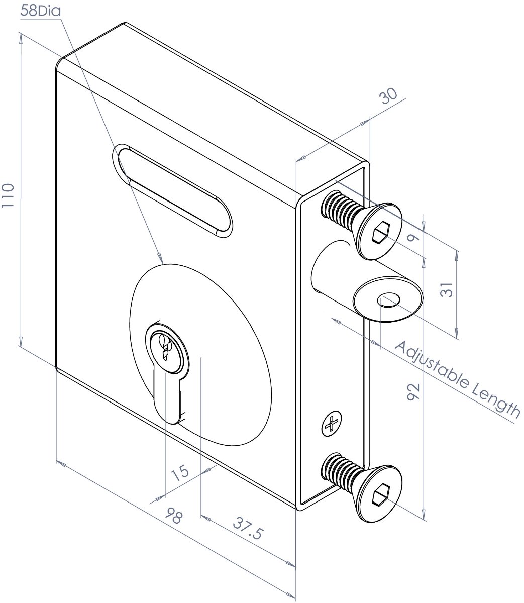 Gatemaster Bolt on Gate Deadlocking Latch - Suits 40-60mm Box Sections