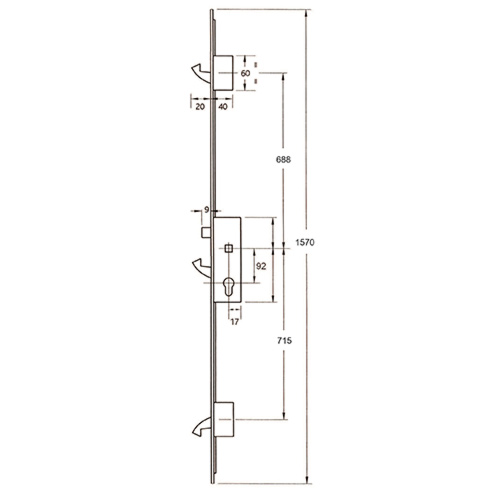 Yale YS170 Series Round 20mm Faceplate Multipoint Door Lock - 1570mm