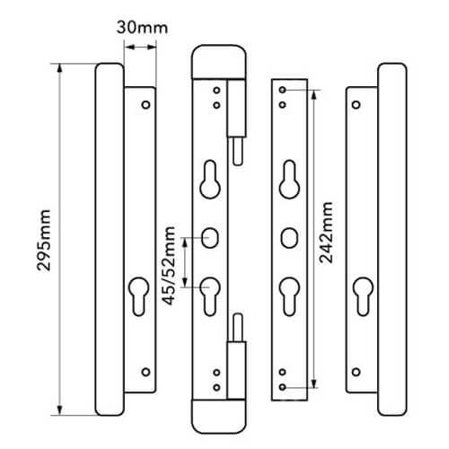 Versa Universal Security Handle Set for Patio Doors - 45/52 PZ