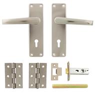 TSS Aluminium Door Handle, Tubular Latch & Hinge Packs