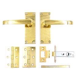 TSS Straight Lever Door Handle, Latch and Hinge Pack