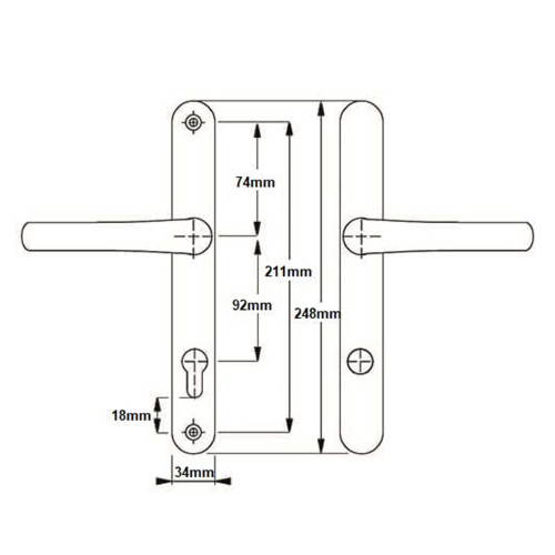 Brisant Secure Ultion TS007 2* Lever Lever UPVC Multipoint Door Handles - 92mm PZ Sprung 211mm Screw Centres