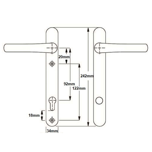 Brisant Secure Ultion TS007 2* Lever Lever UPVC Multipoint Door Handles - 92mm PZ Sprung 122mm Screw Centres