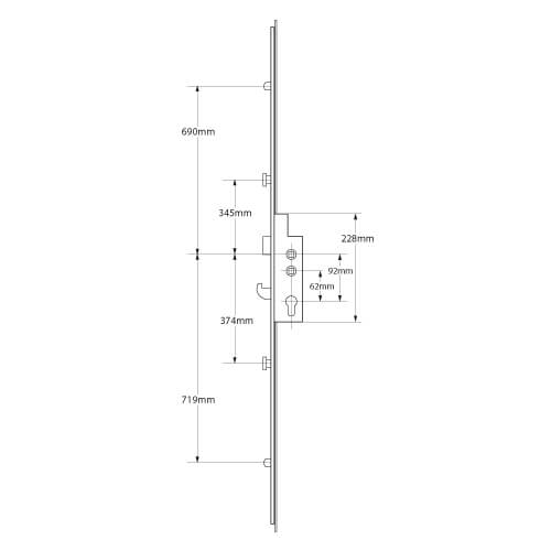 Fullex XL Latch Hook 2 Rollers 2 Mushrooms Lift Lever or Double Spindle Multipoint Door Lock