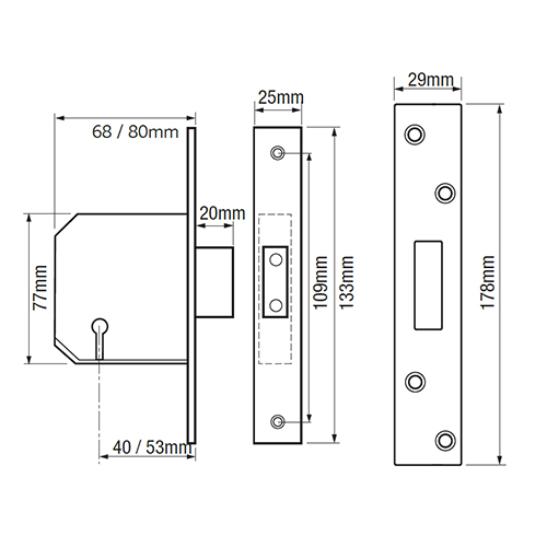 Zoo Hardware Retro Fit British Standard Mortice Deadlock 