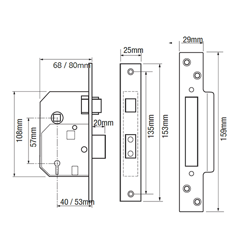 Zoo Hardware Retro Fit British Standard Mortice Sashlock 