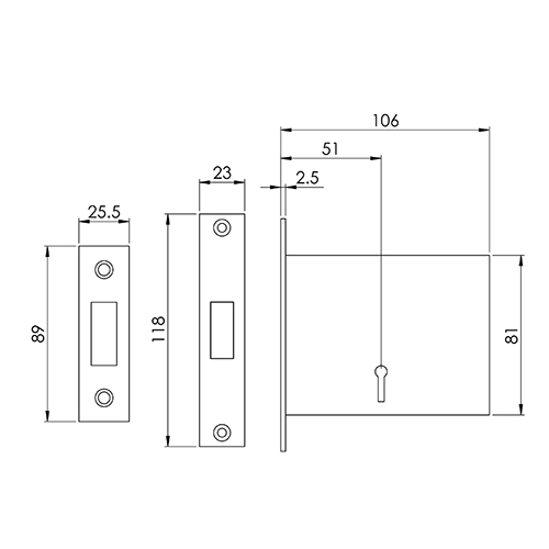 TSS Fire Brigade FB1/FB2 Mortice Deadlock