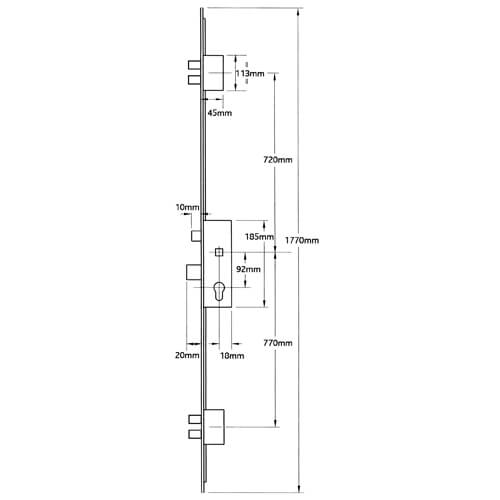 Winkhaus Thunderbolt Latch 5 Deadbolts Split Spindle Multipoint Door Lock