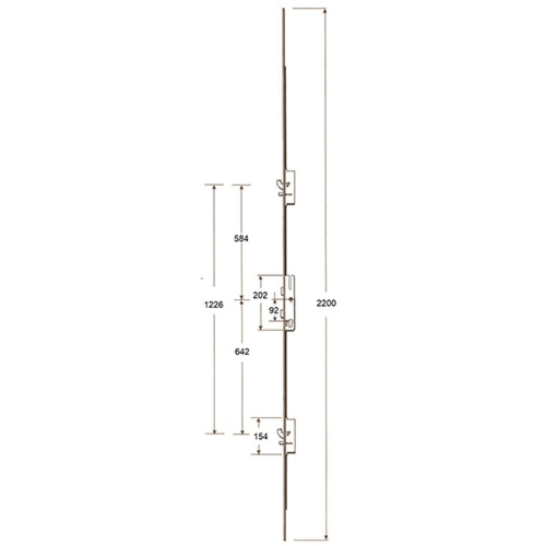 Yale Lockmaster Latch Deadbolt 2 Hooks 2 Anti Lift Pins Lift Lever Bifold Multipoint Door Lock -Smarts ALUK version (top hook to spindle = 584mm)