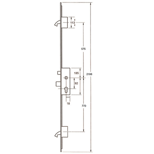 Winkhaus FGTE Latch Deadbolt 2 Hook Multipoint Door Lock - French Door Version (top hook to spindle = 575mm)