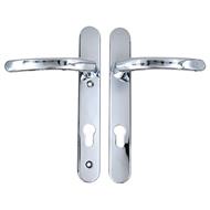 TSS Lever Lever UPVC Multipoint Door Handles - 92mm PZ Sprung 122mm Screw Centres - Long Backplate