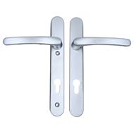 TSS Lever Lever UPVC Multipoint Door Handles - 92mm PZ Sprung 122mm Screw Centres - Long Backplate