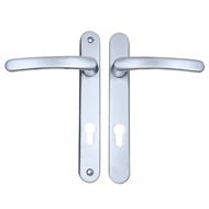 TSS Lever Lever UPVC Multipoint Door Handles - 92mm PZ - Sprung - 203mm Screw Centres - 232mm Backplate