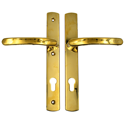 TSS Lever Lever UPVC Multipoint Door Handles - 92mm PZ Sprung - 215mm Screw Centres - 260mm Long Backplate - 3x Fixing Points