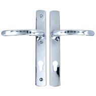 TSS Lever Lever UPVC Multipoint Door Handles - 92mm PZ Sprung - 215mm Screw Centres - 260mm Long Backplate - 3x Fixing Points