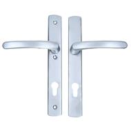 TSS Lever Lever UPVC Multipoint Door Handles - 92mm PZ Sprung - 215mm Screw Centres - 260mm Long Backplate - 3x Fixing Points