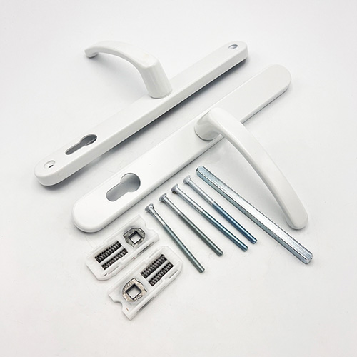 TSS Lever Lever UPVC Multipoint Door Handles - 92mm PZ Sprung 240mm Screw Centres - 270mm Long Backplate