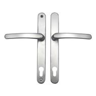 TSS Lever Lever UPVC Multipoint Door Handles - 117mm PZ - Sprung - 237mm Screw Centres - 267mm Backplate