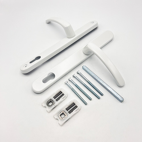 TSS Lever Lever UPVC Multipoint Door Handles - 117mm PZ - Sprung - 237mm Screw Centres - 267mm Backplate