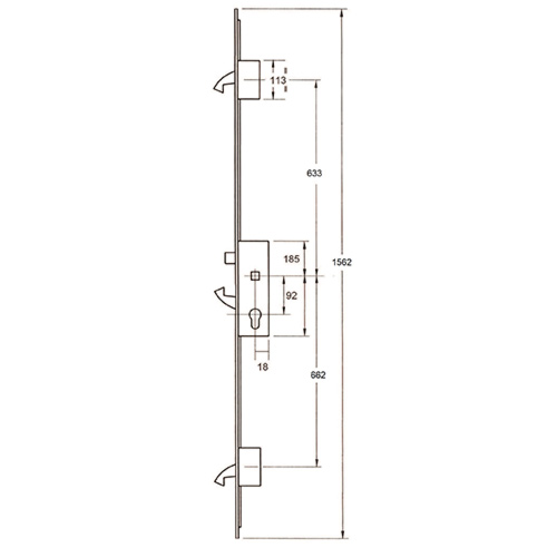 Winkhaus SCOBRA Latch, Hookbolt & 2 Hooks Multipoint Door Lock