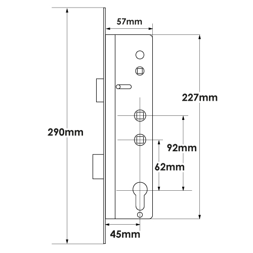 TSS Overnight lock - Lift Lever - 16mm Faceplate - Double Spindle