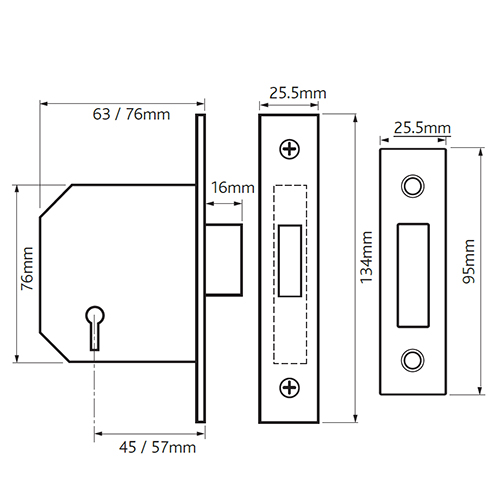 Imperial G3004 3 Lever Mortice Deadlock