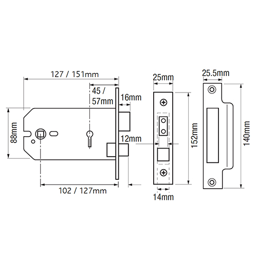 Imperial G3011/G3012 3 Lever Horizontal Mortice Sashlock