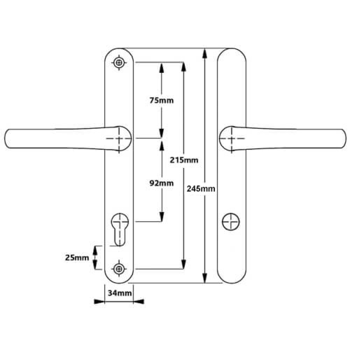 Yale TS007 2* Lever Lever UPVC Multipoint Door Handles -  92mm PZ Sprung 215mm Screw Centres