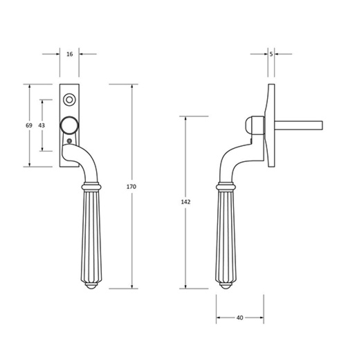 From the Anvil Hinton Offset Non-Locking Espag Window Handles (LEAD TIME: 2-3 DAYS)