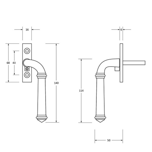 From the Anvil Regency Offset Non-Locking Espag Window Handles (LEAD TIME: 2-3 DAYS)