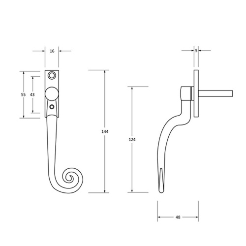 From the Anvil Monkeytail Offset Non-Locking Espag Window Handles (LEAD TIME: 2-3 DAYS)