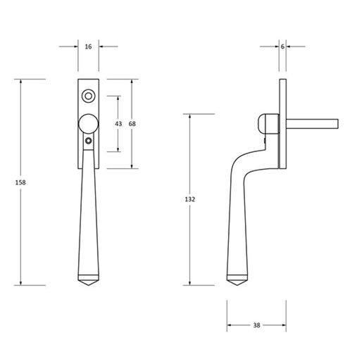 From the Anvil Avon Inline Non-Locking Espag Window Handles (LEAD TIME: 2-3 DAYS)