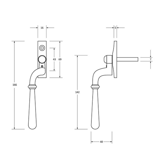 From the Anvil Newbury Offset Non-Locking Espag Window Handles (LEAD TIME: 2-3 DAYS)