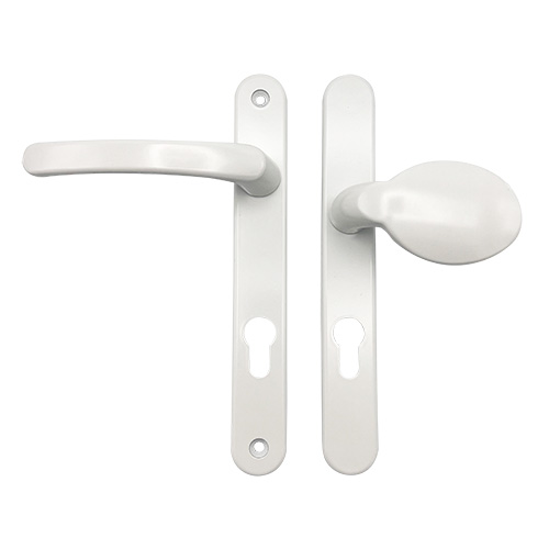 TSS Lever Moveable Pad Offset UPVC Multipoint Door Handles - 92/70mm PZ - Sprung - 203mm Screw Centres