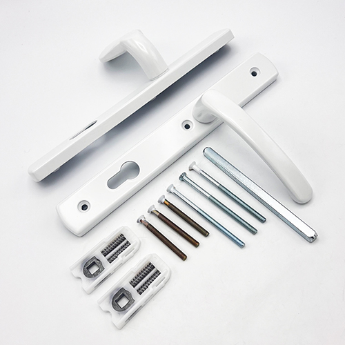 TSS Lever Moveable Pad UPVC Multipoint Door Handles - 92mm PZ - Sprung - 215mm Screw Centres - 3x Fixings