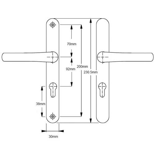 Easyfit Lever Lever UPVC Multipoint Door Handles -  92mm PZ Unsprung 200mm Screw Centres