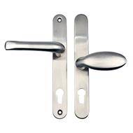 TSS Grade 304 Stainless Steel Lever Moveable Pad Offset UPVC Multipoint Door Handles - 92/62mm PZ Sprung 210mm Screw Centres